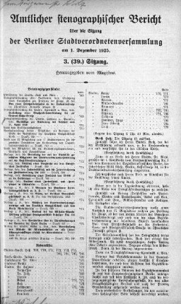 Sitzung 3. (39.), 1. Dezember 1925