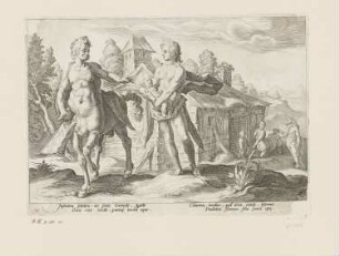 Apollo vertraut Chiron die Ausbildung des Asklepios an, Blatt 15 der Folge "Ovids Metamorphosen Buch II"