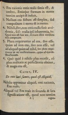 Caput. IV. De ente latè sumto, quod est Aliquid.