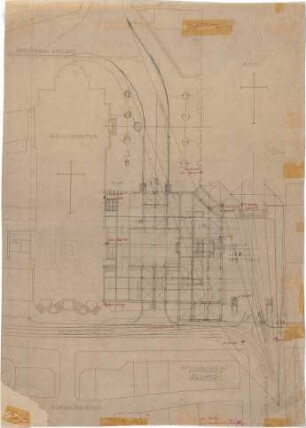 Fischer, Theodor; Würzburg, Münsterplatz; Sparkasse - Lageplan