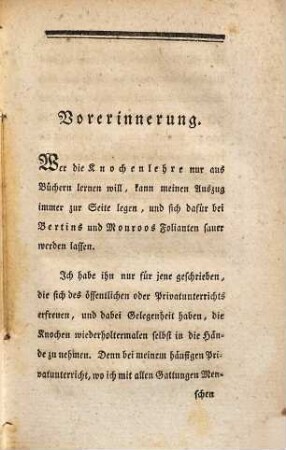Auszug der neueren Knochenlehre
