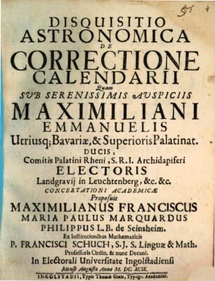 Disquisitio astronomica de correctione Calendarii