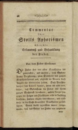 [Allgemeinheit des Fiebers.] - Eintheilung der Fieber.