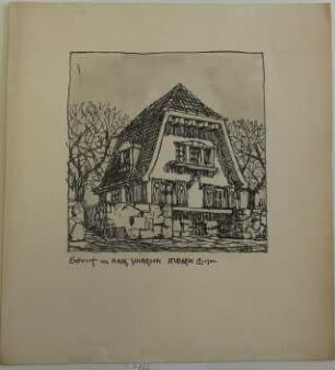 [Einfamilen-Wohnhaus mit umgebender Mauer aus Bruchsteinen]