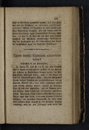 Dürfen deutsche Ländertheile unterthan heißen?