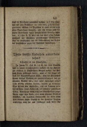 Dürfen deutsche Ländertheile unterthan heißen?