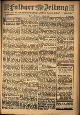 Zweite Ausgabe vom Dienstag, den 01. April 1902.