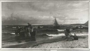 Gude, Hans Fredrik: Landende Fischer. 1885. Öl auf Leinwand; 132 x 239 cm. Dresden: Galerie Neue Meister 2446