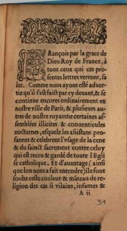 Edict du roy sur la prohibition de faire conventicules