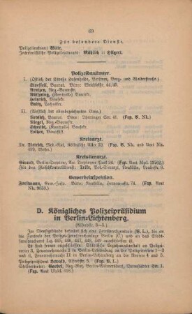 D. Königliches Polizeipräsidium in Berlin-Lichtenberg