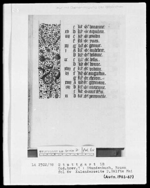 Lateinisch-französisches Stundenbuch (Livre d'heures) — Teilbordüre, Folio 6verso