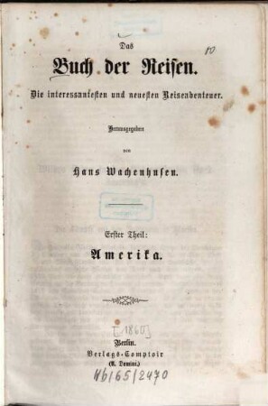Das Buch der Reisen : Die interessantesten und neuesten Reiseabenteuer, 1