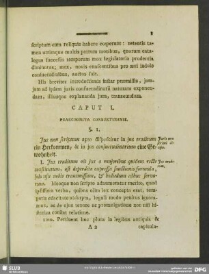 Caput I. Praecognita Consuetudinis