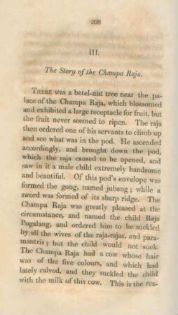 III. The story of the Champa Raja