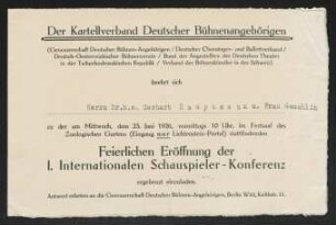 Brief von Genossenschaft Deutscher Bühnen-Angehörigen  an Gerhart Hauptmann
