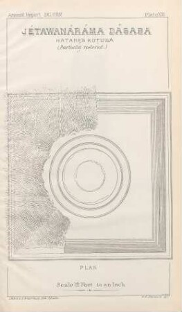 Plate XIII. Jétawanáráma Dágaba. Hatares Kotuwa (parially restorted,) Plan