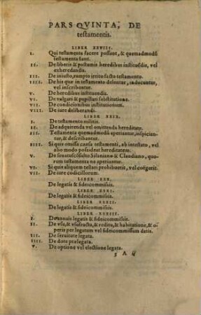 Digestorvm Sev Pandectarum Libri quinquaginta. 5, ... a Libro XXVIII. vsq[ue] ad XXXVII.