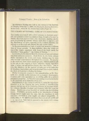 The Colony of Victoria. Some of its Industries. E. Jerome Dyer.