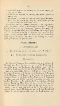 Tweede afdeeling. De gouvernmentslanden