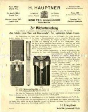 Zur Milchuntersuchung.