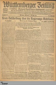 Württemberger Zeitung : das nationalsozialistische Morgenblatt in Stuttgart : WLZ, Württembergische Landeszeitung