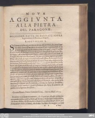 Nova Aggiunta Alla Pietra Del Paragone.