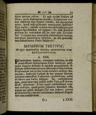 Membrum Tertium, In Quo Sententia Nostra Proponitur Cum Rationibus Suis.