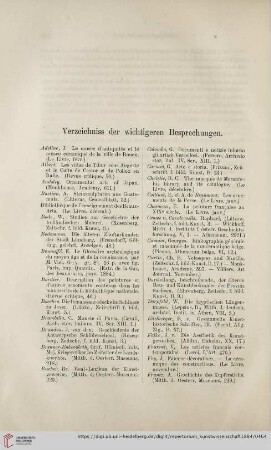 Verzeichnis der wichtigeren Besprechungen