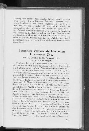 Besonders sehenswerte Neuheiten in unserem Zoo.