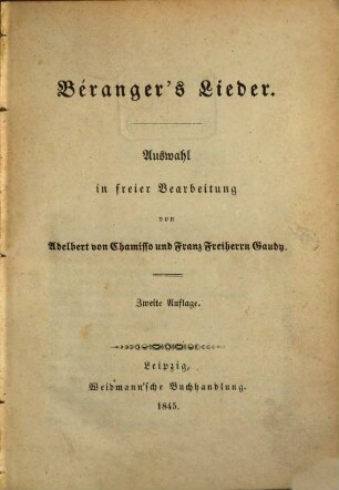 Béranger's Lieder