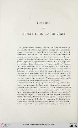 2. Pér. 27.1883: Exposition des œuvres de M. Claude Monet