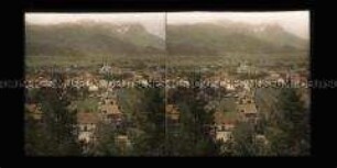 Panorama von Partenkirchen mit Alpspitze und Zugspitze