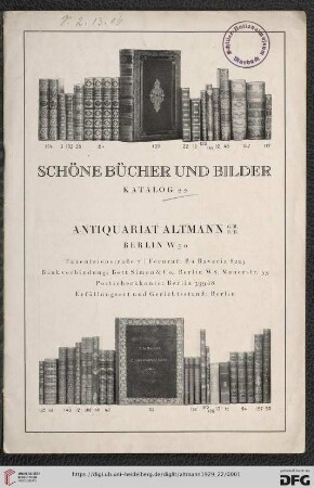 Nr. 29: Katalog / Antiquariat Altmann G.m.b.H., Berlin: Schöne Bücher und Bilder