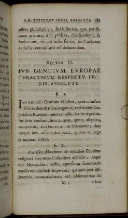 Sectio II. Ius Gentium Europae Practicum Respectu Iuris Absoluti.