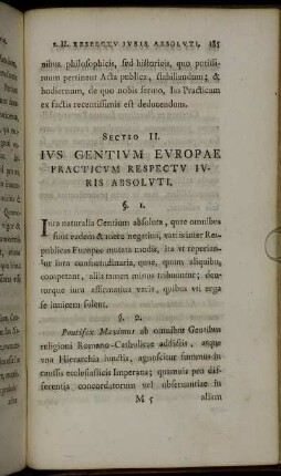 Sectio II. Ius Gentium Europae Practicum Respectu Iuris Absoluti.