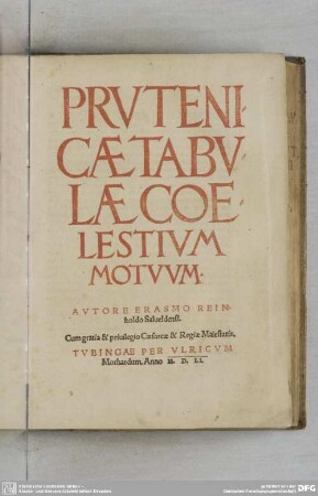 Prutenicae Tabulae Coelestium Motuum