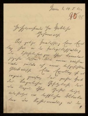 Brief von Johannes Biermann an Gottlieb Planck, Gießen, 14.5.1902
