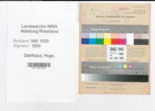Entnazifizierung Hugo Dahlhaus , geb. 19.04.1900 (Fahrhauer)