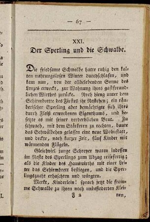 XXI. Der Sperling und die Schwalbe