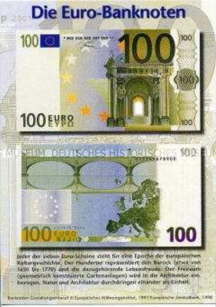 Postkarte zur Einführung des Euro (100 Euro-Schein)
