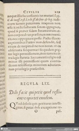 Regula LIX. Dolo facit qui petit quod restituere oportet eundem