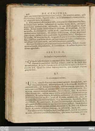 Sectio II. De Censuris in particulari.