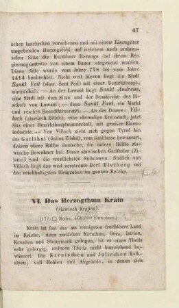 VI. Das Herzogthum Krain