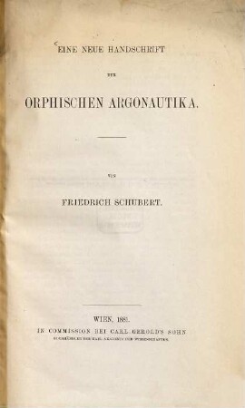 Eine neue Handschrift der Orphischen Argonautika