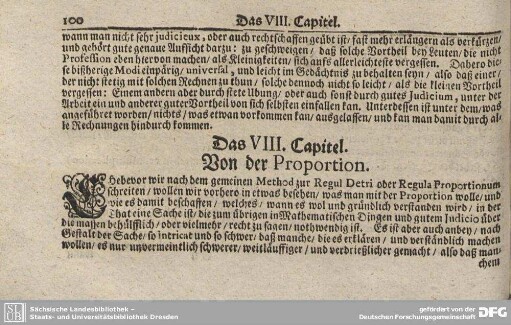 Das VIII. Capitel. Von der Proportion.