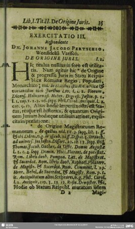 Exercitatio III. De Origine Juris