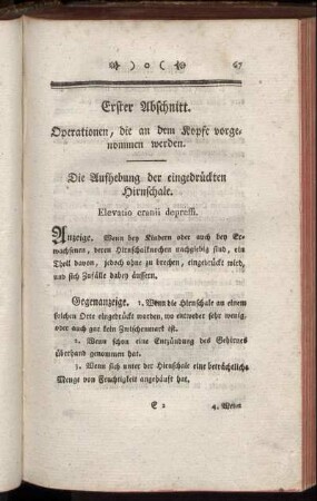 Erster Abschnitt. Operationen, die an dem Kopfe vorgenommen werden.