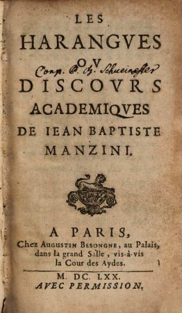 Les harangues ou discours académiques