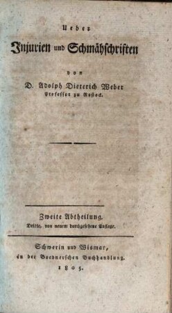 Ueber Injurien und Schmähschriften, 2