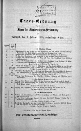 Tages-Ordnung, 01. Februar 1905